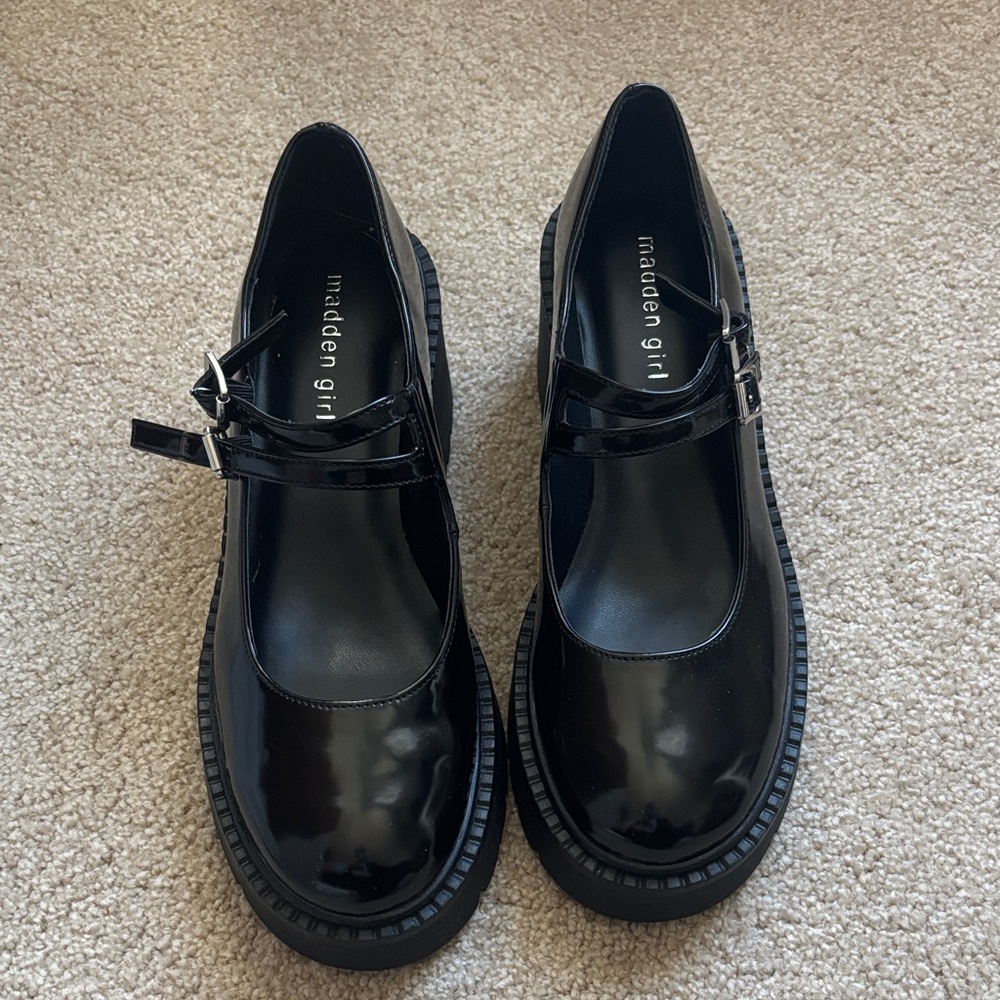Madden Girl Glossy Black Mary Janes